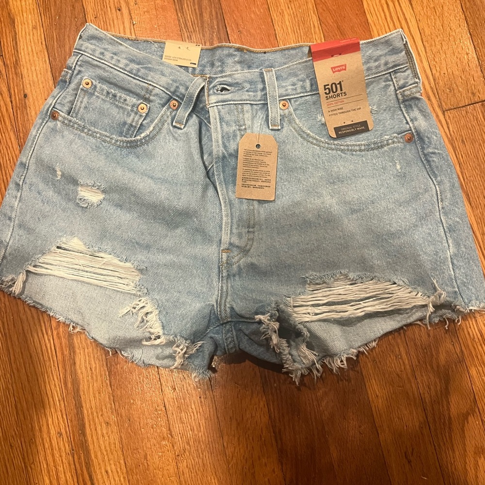 Levi denim distressed shorts